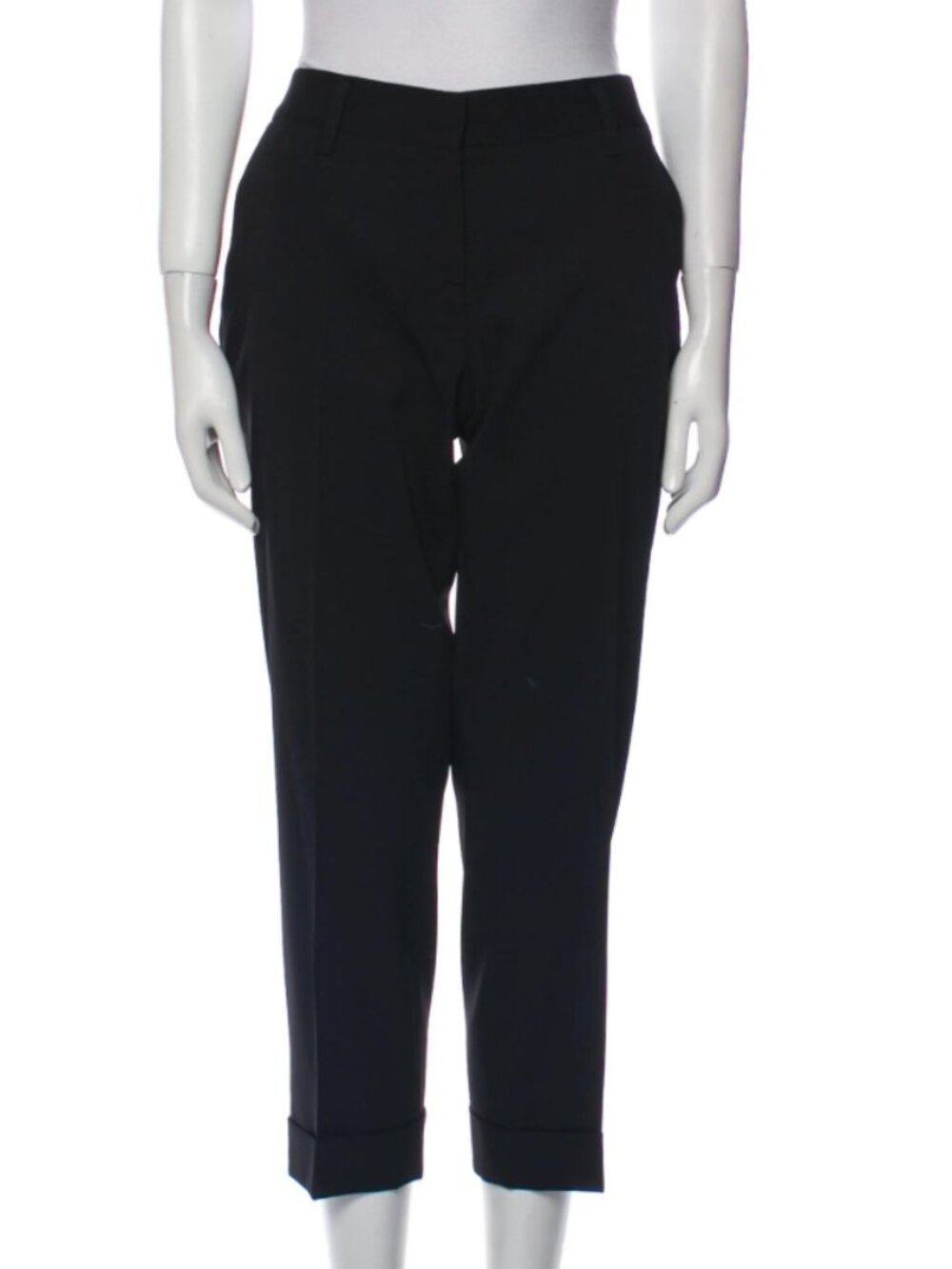 PRADA Virgin Wool Straight Leg Pants Black $1,200